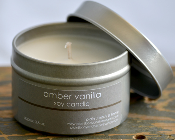 Amber Vanilla Soy Candle Tin 4 oz.